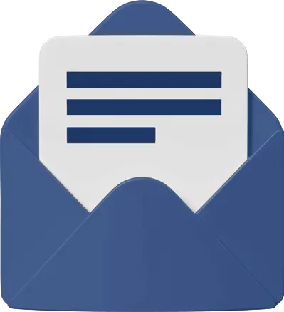 An illustrated envelope: a white paper with lines representing text poking out of an open envelope.